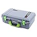 Silver Pelican 1525 Air case with Lime Green Handle & latches. Comes with Foam.