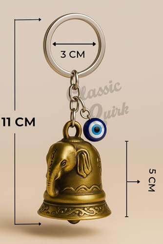Image of Evil Eye Hooked Guardian Bell Keychain - Protective Lucky Charm Bell with Clip Hook for Bike, Car, Key & Bag | Spiritual Good Luck Talisman Gift