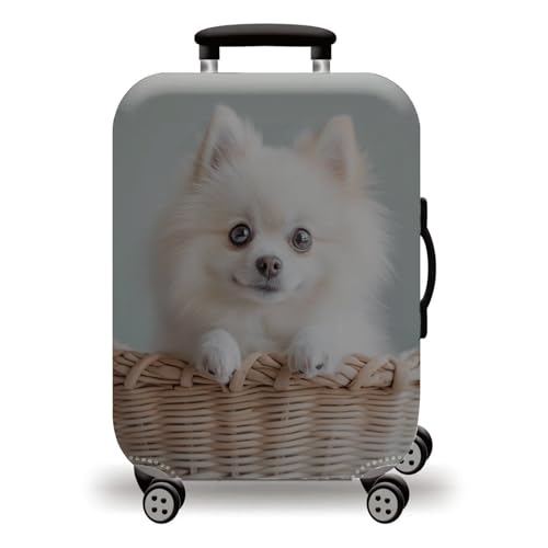 LNXSESN Funda Maleta Mediana Perro Lindo Beige Funda para Maletas Elástico Fundas Maletas de Viaje Lavable Protector de Equipaje con Cremallera Fundas para Maletas de Viaje para 26-28 Pulgadas