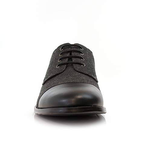 Image of Polar Fox Men's Classic Floral Derby Dress Shoes | Lace-Up Oxford Derby Collection | Derby Fashion Dress Shoes