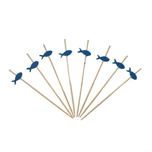 100 palillos de cóctel estilo pescado, palillos de cóctel de 12 cm, palillos de dientes decorativos de cóctel, utensilios de bar, palitos de frutas de pescado para boda, fiesta de cumpleaños, hotel,