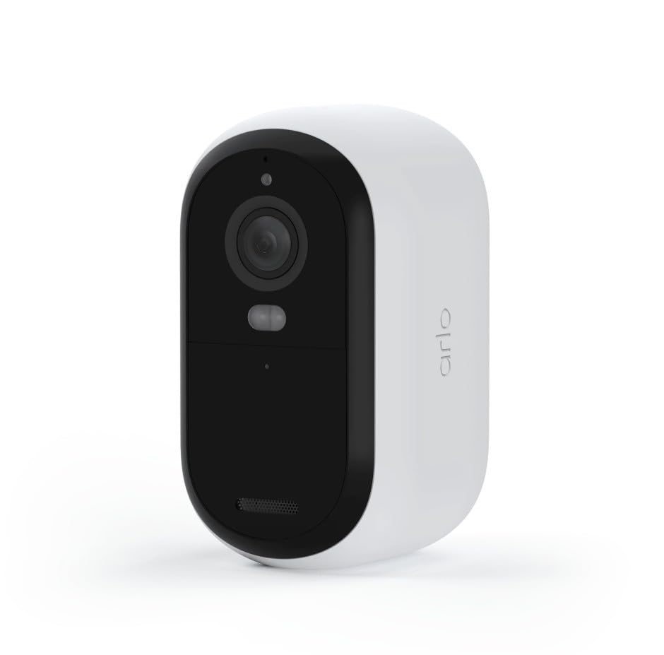 Arlo Essential 2 2K XL, Caméra de Surveillance WiFi Extérieure sans Fil, Autonomie de 24 Mois, Vision Nocturne Couleur, Sirène et Audio Bidirectionnel, Essai Secure Inclus, 1 Caméra Blanc