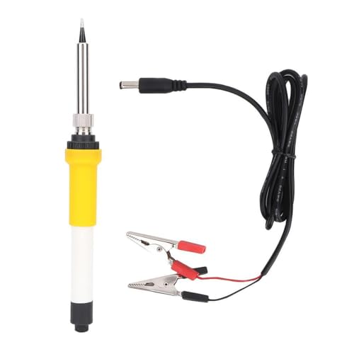 Ubric Soldador eléctrico con cable de alimentación y pinza de cocodrilo, kit portátil de 12 V CC y 60 W para reparación de cableado y soldadura en exteriores.