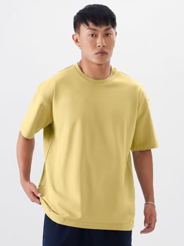 Image of Oversized Baggy Fit Drop Shoulder Half Sleeves Round Neck Solid Pure 100% Cotton T-Shirt for Men (Available in White, Black,Navy Color)