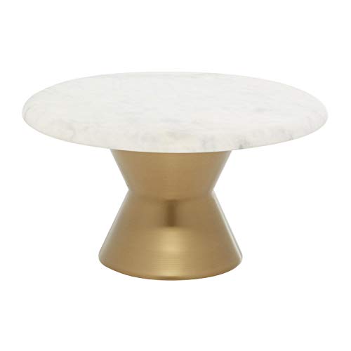 Deco 79 Marble Cake Stand with Gold Base, 12" x 12" x 7", Gold - Image 5
