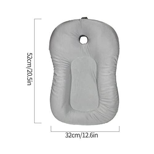Image of Baby Bath Mat, KAKIBLIN Baby Bath Cushion Soft Anti-Slip Bath Pad Toddler Bath Pillow, Grey