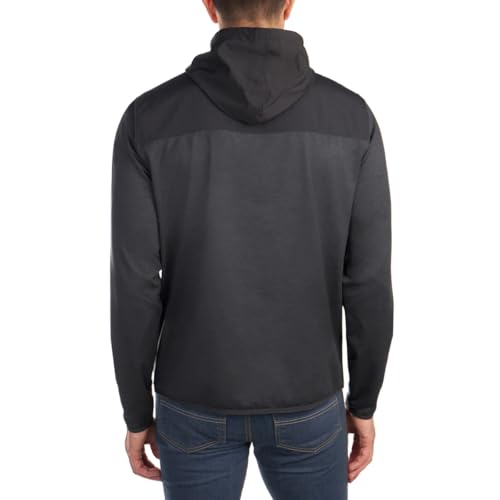 KIRKLAND Signature Men's Mixed Media Jacket, Woven and Knit Fabric, Drawcord Hood, Zippered Pockets (US, Alpha, Large, Regular, Regular, Black)2