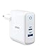 Anker PowerPort+ Atom III - Caricatore da parete compatto 60W PIQ 3.0 & GaN Tech USB-C, doppia porta con PIQ 2.0 USB-A e 45W USB-C, USB-C Laptops, Macbook, iPad Pro, iPhone, Galaxy, Pixel e altri