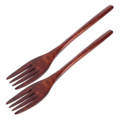 Cabilock 2 Forchette Di Legno Per Mescolare L'Insalata Forchette Da Dessert Da Cucina Da Frutta Da Insalata Mini Piccole