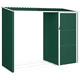 vidaXL Garten Brennholzlager Kaminholzunterstand Brennholzregal Unterstand Gerätehaus Gartenhaus Schuppen Grün 245x98x159cm Verzinkter Stahl