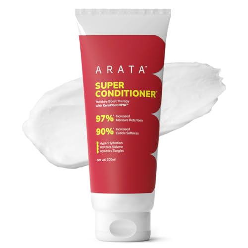 Arata Super Conditioner (200ml) For Frizzy Hair | Increases Hydration by 97%,Softness by 90% | With Keratin & Rice Water for Smooth, Shiny Hair | Hair Conditioner for Women & Men | For All Hair Types