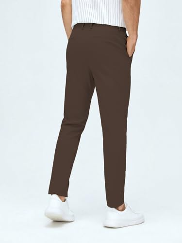 Image of AVANOVA Men's Classic Dress Pants with Side Pockets | Solid Tapered Suit Trousers, Business Formal Office Wear Regular Fit Pants, Stretchable Blend Slim Carrot Fit (Trouser 255)