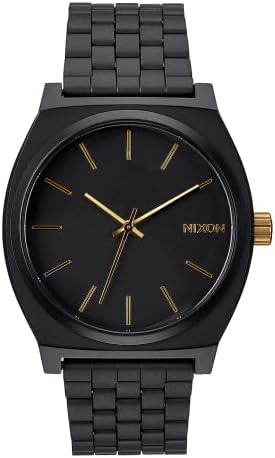 Nixon Time Teller Matte Black Gold 3-hand watch with matte black metal band