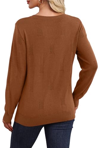 WIHOLL Sweaters for Women V Neck Long Sleeve Tops Fashion Lightweight Pullover Clothes Fall Outfits 2025