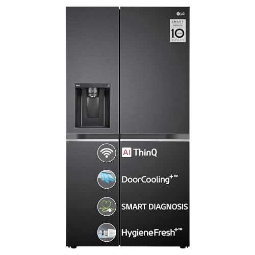 Image of LG 635 L Frost Free Inverter Wi-Fi Side-By-Side Refrigerator Appliance (2023 Model, GL-L257CMCX, Matt Black, Door Cooling+ | with Water & Ice Dispenser)