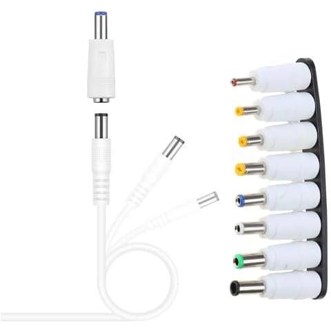GMBYLBY USB to DC5V Power Cable Kit with 8PCS DC5521 5525 1735 4017 Plugs for Various Devices Power Charging USB to Dc5V Power Cord Multifunctional Dc5.5x2.1 Interchangeable Plug Cover