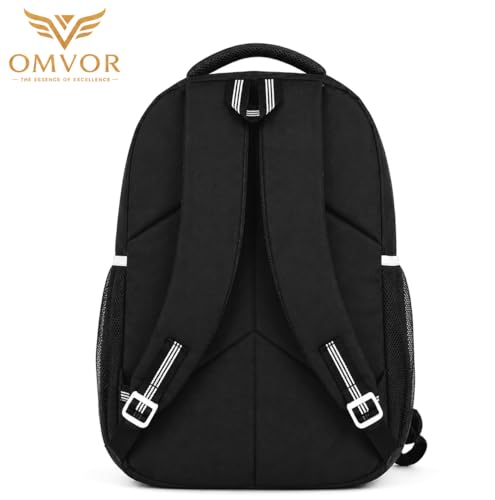 Image of OMVOR Laptop Backpack, Black, Water Resistant, Lightweight, with Laptop Sleeve, Bottle Pocket & Accessories Pocket