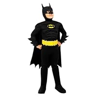 Funidelia Official Batman Costume for Boys, Jumpsuit, Belt, Cape with Mask and Boot Covers, Superheroes - Outfit for Kids for Parties, Carnival and Halloween - Size 7-9 Years