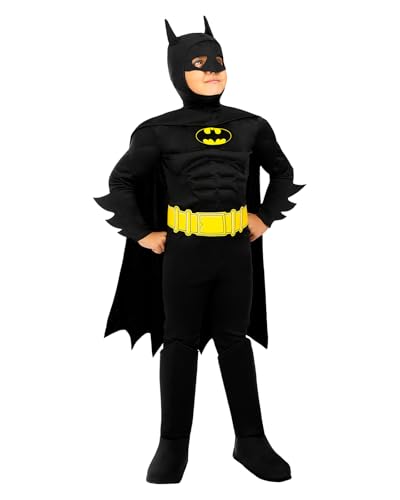 Funidelia Disfraz Oficial de Batman para niño, Mono, cinturón, capa con máscara y cubrebotas, Superhéroes - Traje para niños para fiestas, Carnaval y Halloween - Talla 3-4 años