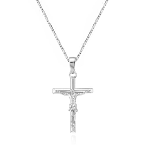 Rnivida Silver-Tone Crucifix Cross Pendant Necklace for Women 18 Inch