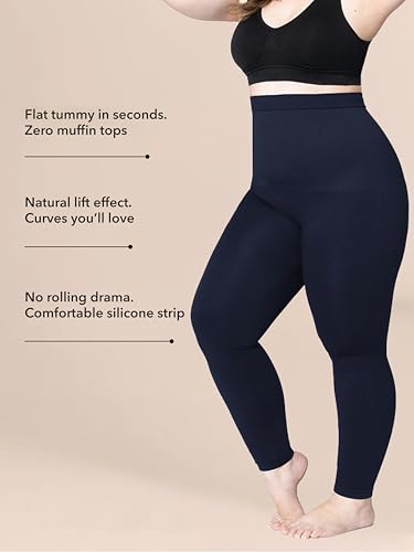 Image of SHAPERMINT High Waisted Tummy Control Compression Leggings for Women - Petite to Plus Size Womens Leggings Non See Through