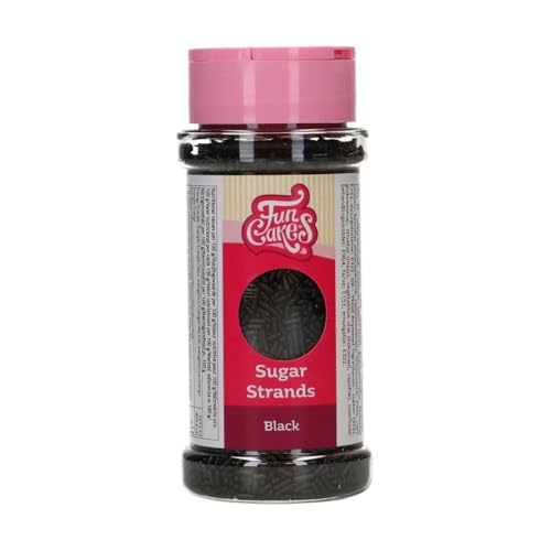 FunCakes Sugar Strands Black: Kuchenstreusel, Großartiger Geschmack, gut zum Dekorieren von Kuchen, Torten und Cakes, Cake-Streusel. 80 g.