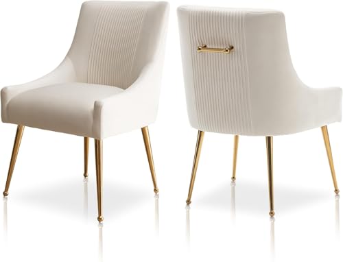 SEYNAR Moderne Esszimmerstühle, Samt gepolsterte Stühle mit goldenen Beinen, getufteter Akzentstuhl 2er Set für Empfangsraum Wohnzimmer Arbeitszimmer（beige）