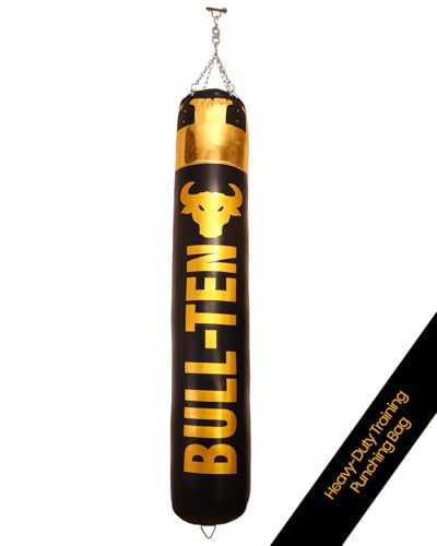 Image of Heavy Duty Filled Punch Bag with Stainless Steel Hanging Chain | Vinyl Material | Boxing MMA | Muay Thai | Taekwondo Kickboxing Fitness & Exercise Training(Gold, 120 CM *35CM 35KG)
