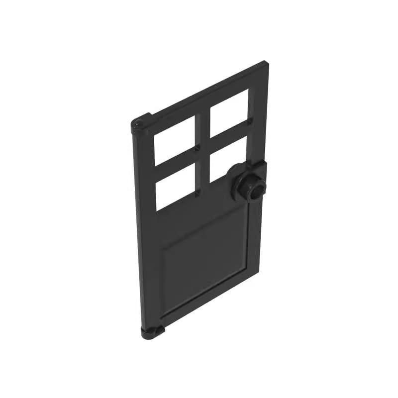 Gobricks GDS-876 Door 1 x 4 x 6 with 4 Panes and Stud Handle 50PCS Compatible with Lego Toy 60623 DIY Parts and MOC Components for Major Brick Brands Color:Black 26