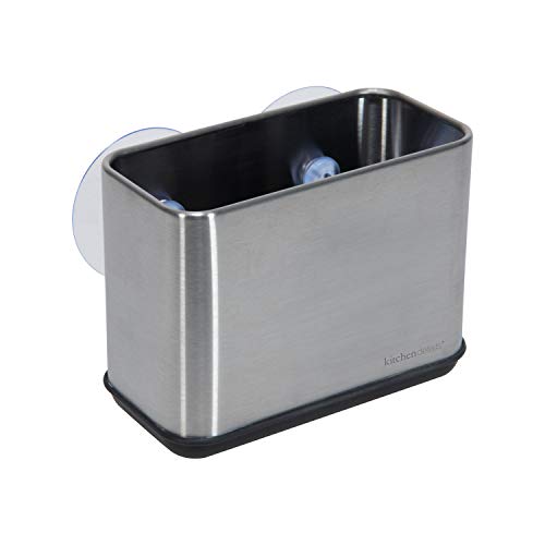 Kitchen Details Cup Sponge Holder/Basket, Space-Saving, Perfect for Kitchen or Bathroom, Sleek, in Stainless Steel Suction Sink Caddy (4192-SS)