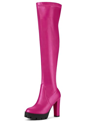 Bottes hautes rose vif à talon épais pour illuminer vos soirées et sorties urbaines