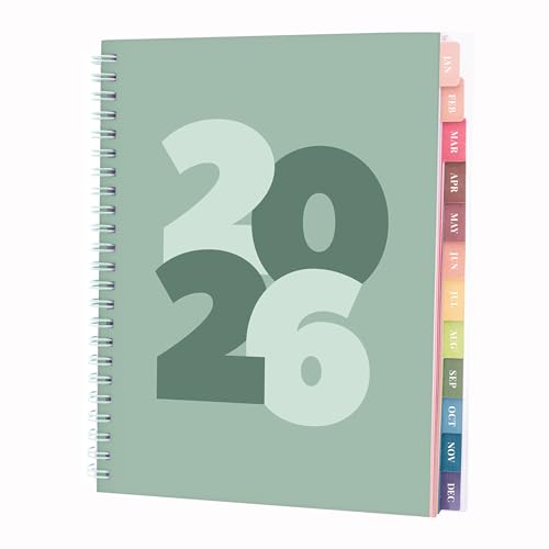 Rileys Terminplaner 2026 Studienplaner Wochenplaner eleganter Terminkalender 2026 Planer mit Registertabs Notizseiten Schulplaner Buchkalender (Klobig Grün 20 x 15 cm Deutsch)