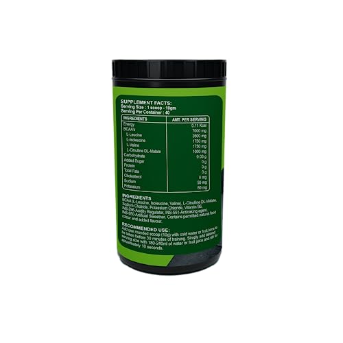 Image of BCAA 7Gms (2:1:1 formula) with Citrulline & Electrolyte Blend for Muscle Recovery & Endurance - Pre /Post Workout & Intra Workout (Green Apple)- 40 servings