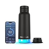 HidrateSpark PRO 2 Smart Chug Water Bottle – 32 oz Insulated Stainless Steel, Tracks Water Intake, Glows & Beeps For Drink Reminder, Bluetooth Sync to App, BPA-Free, Black (with Apple Find My)