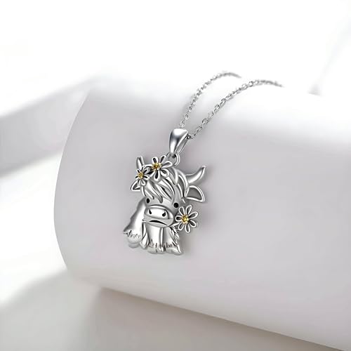 SUPAC Unique & Fashionable Cartoon Cow Necklace with Flower Pendant in White K3