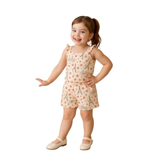 Image of Kidbea Girls' Cotton Dresses | Soft, Breathable Casual & Trendy Outfits for Kids | Sleeveless & Ruffle Sleeve Styles with Multiple Cute Prints
