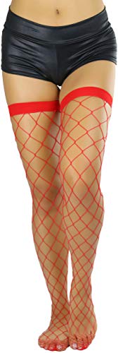 Image of ToBeInStyle Women's Vibrant Large Net Fishnet Thigh High Elastic Nylon Novelty Stockings