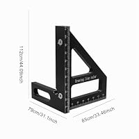 3D-Mehrwinkel-Messlineal, 45°/90° Aluminiumlegierung, quadratischer Winkelmesser, Zeichenlinienlineal, Präzisions-Layout-Messwerkzeug für Holzbearbeitung, Technik und Bau, Schwarz – Ansicht 6