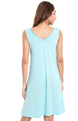 Image of GYS Cooling Bamboo Viscose Nightgowns for Women, Lightweight Sleeveless V Neck Sleep Shirt for Hot Sleepers, Soft Night dress