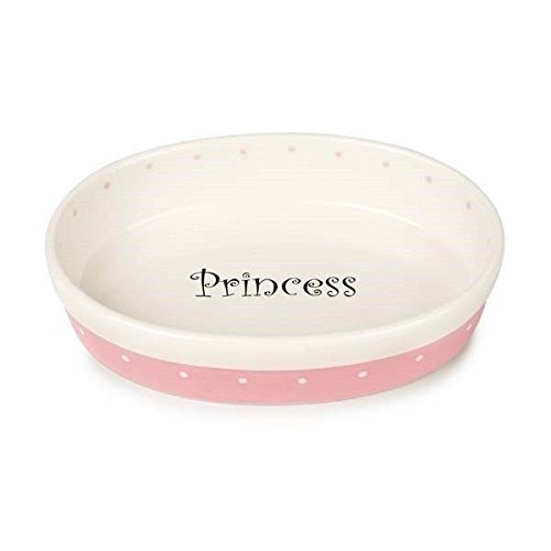 50'S Style Ceramic Polka Dot Dishes For Dogs & Cats Prince Princess Food Bowls(6 Inch Blue Oval Cat Dish) #TOP1