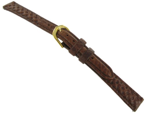 12mm Timex Ladies Padded Oil Leather Stitched Brown Long Watch Band