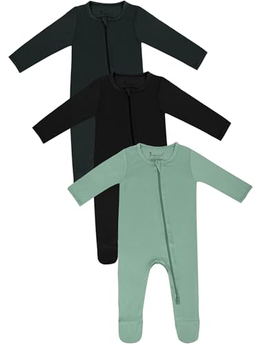 Image of Jimonda Baby Romper Boys Girls Bamboo Pajamas 2-Way Zipper Footed Unisex Zip-Up Sleepers Sleep and Play pjs
