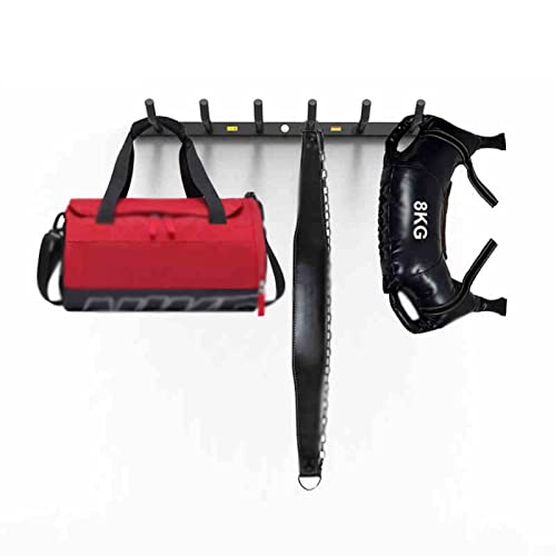 Estante de la estera de yoga Estante de Almacenamiento de Gimnasio Resistente con 6 Ganchos, Organizador de Montaje en Pared para Bandas de Resistencia / Cinturón de Pesas / Bolsa de Gimnasio, 90cm de Cover