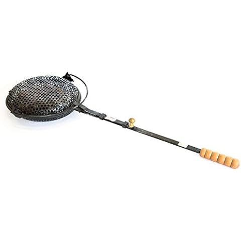 Eye Chestnut Pan made from Cast Iron with Wooden Handles Large Fire Cover