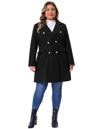 Agnes Orinda Womens Plus Size Winter Pea Coat Double Breasted Notch Lapel Long Trench Coats Jackets Trendy Dressy 20253
