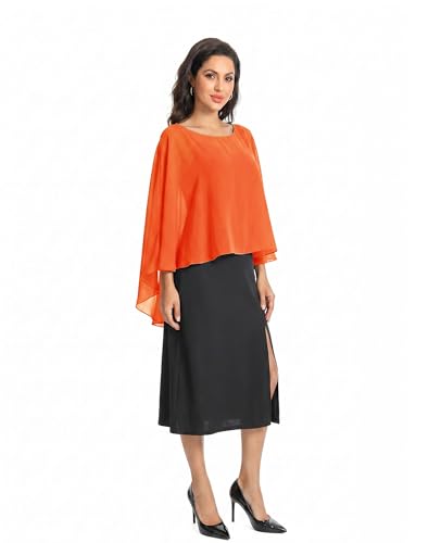 Image of Baoqiya Chiffon Capes Sheer Capelets Long Cape Poncho For Women Plus Size
