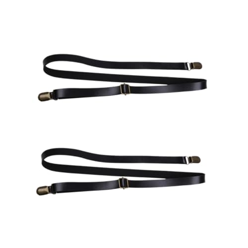 2Pcs Adjustable Elastic Braces for Non Slip PU Leather Pants Straps Comfortable Hanging Neck Trousers Suspenders Durable Stylish Design