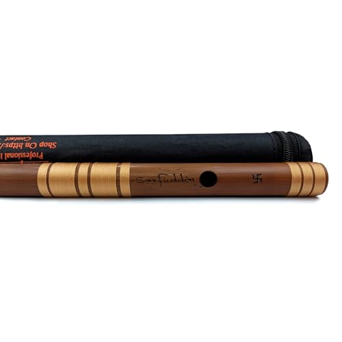 Image of Sarfuddin Flutes C Natural Medium 19 Inches Right Hand Oil Treated Fry Bamboo Flute Bansuri With Carry Bag