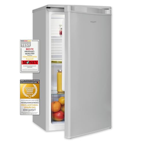 Exquisit Vollraumkühlschrank KS585-V-090E grau | Nutzinhalt: 75 L | Ohne Gefrierfach | LED-Beleuchtung | Glasböden