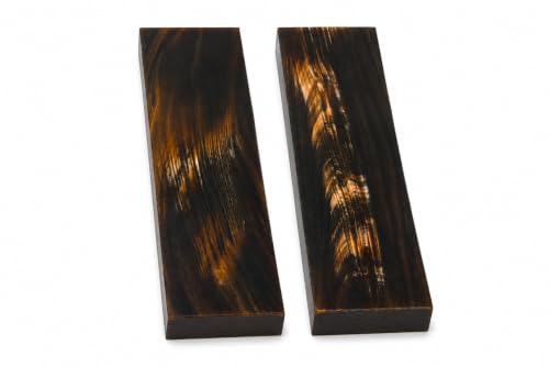 Texas Knifemakers Supply Honey-Streaked Water Buffalo Horn Knife Handle Scales – 5” x 1.5” x 3/8” – Natural Horn Blanks for Custom Knife Making (Pair of 2) [IS936]